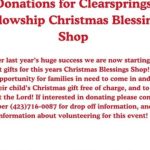 Clear Springs Fellowship Church is Collecting Items for Christmas Blessing Shop