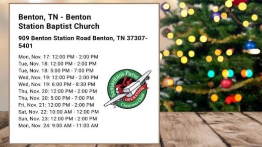 11/17-24 Christmas Shoebox Collection at Benton Station