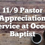 11/9 Pastor Appreciation Service at Ocoee Baptist