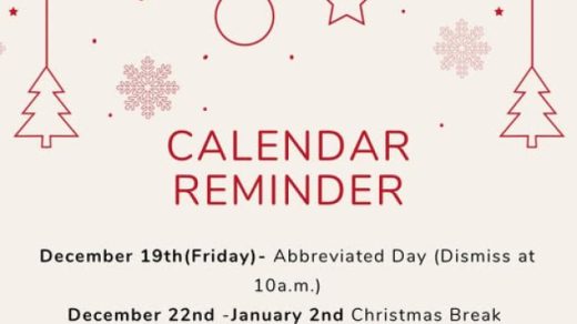 12/22 – 1/2/26 Christmas Break For Polk Schools