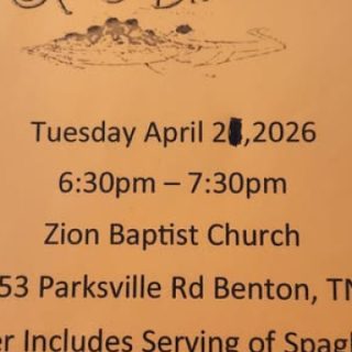 4/21 Pack 3411 Benton, TN Spaghetti Dinner Fundraiser
