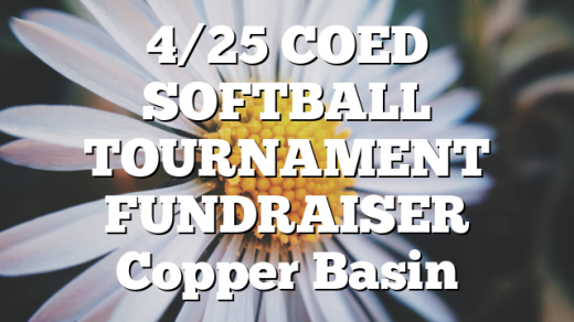 4/25 COED SOFTBALL TOURNAMENT FUNDRAISER Copper Basin