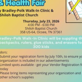 7/23 Back to School Bash and Health Fair Polk, TN