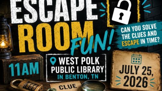 7/25 Escape Room Fun at West Polk Public Library in Benton, TN.