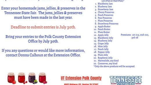 7/30 TN State Canning Competition Deadline for Polk