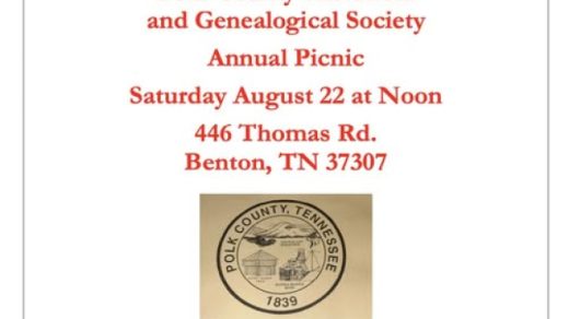 8/29 Polk Historical Society Annual Picnic Benton, TN