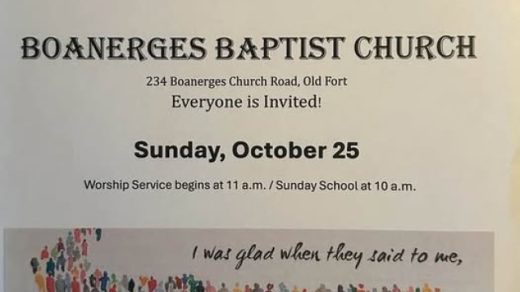 10/25 Pack a Pew at Boanerges Baptist Church Old Fort, TN